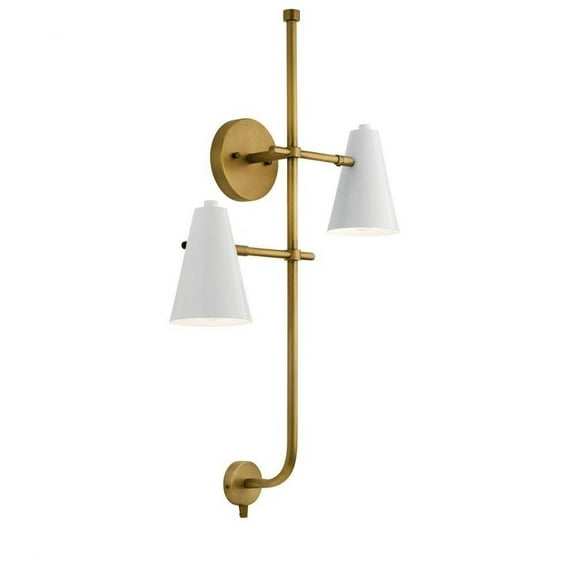 2 Light Wall Sconce in Mid-Century Modern Style-30.5 inches Tall and 18.25 inches Wide-White Finish Bailey Street Home 147-Bel-4435960