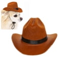 thumbnail image 5 of Pet Cowboy Hat for Dogs and Cats, Adjustable Western Style Headwear for Birthday Party and Photo Shoots, Brown S, 5 of 7