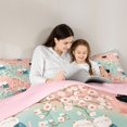 thumbnail image 4 of Manfei Kawaii Kimono Cat Full Size Comforter Sets, Blossoms Branch Bedding Comforter Set, Pink Teal, Pink Reversible, 3pcs, 1 Comforter and 2 Pillowcases, 4 of 7
