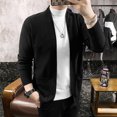 thumbnail image 3 of Chaquetas de punto para hombre, abrigo de suéter de color sólido para hombre, cuello en V, cárdigan suave de piel de conejo, prendas de vestir exteriores, 3 of 5