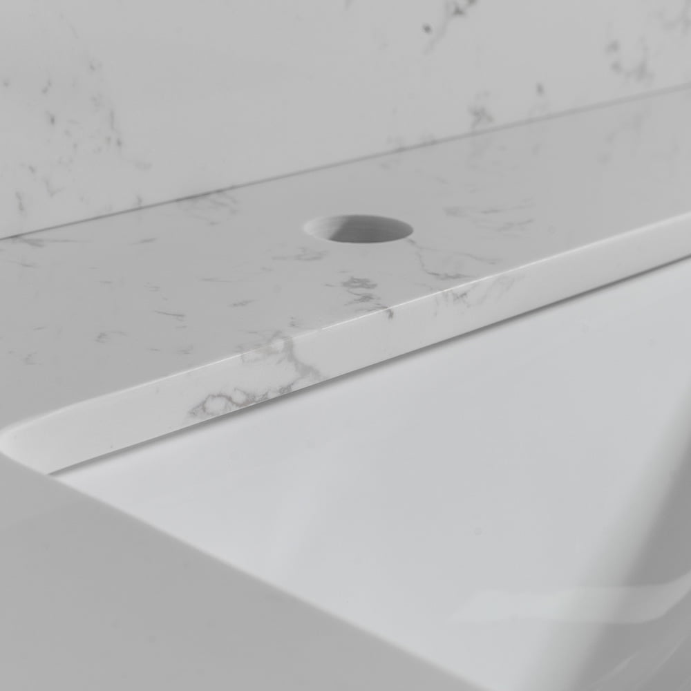 Private Jungle 43"x22" Marble Vanity Top with Under Mount Rectangle Bowl, Single Faucet Hole, White Private Jungle 43"x22" Marble Vanity Top with Under Mount Rectangle Bowl, Single Faucet Hole, White