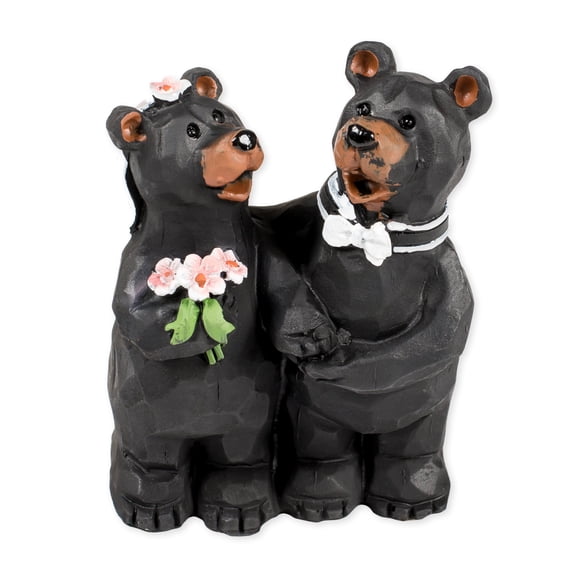 Slifka Sales Co. Wedding Bear Couple 3.5 x 2.5 x 4 Inch Resin Crafted Tabletop Figurine