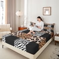 thumbnail image 4 of Homewish Animal Leopard Cheetah Print Twin Sheet Sets 3pcs,Black Brown Twin Fitted Sheet Microfiber,Abstract Plaid Zebra Print Breathable Flat Sheet,Luxury Bedroom Decor, 4 of 7
