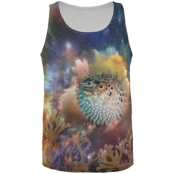 Pufferfish IN SPACE All Over Adult Tank Top - LG