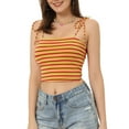 thumbnail image 4 of INSPIRE CHIC Women's Striped Tie Spaghetti Straps Summer Cami Tube Tops XS Yellow Red, 4 of 6