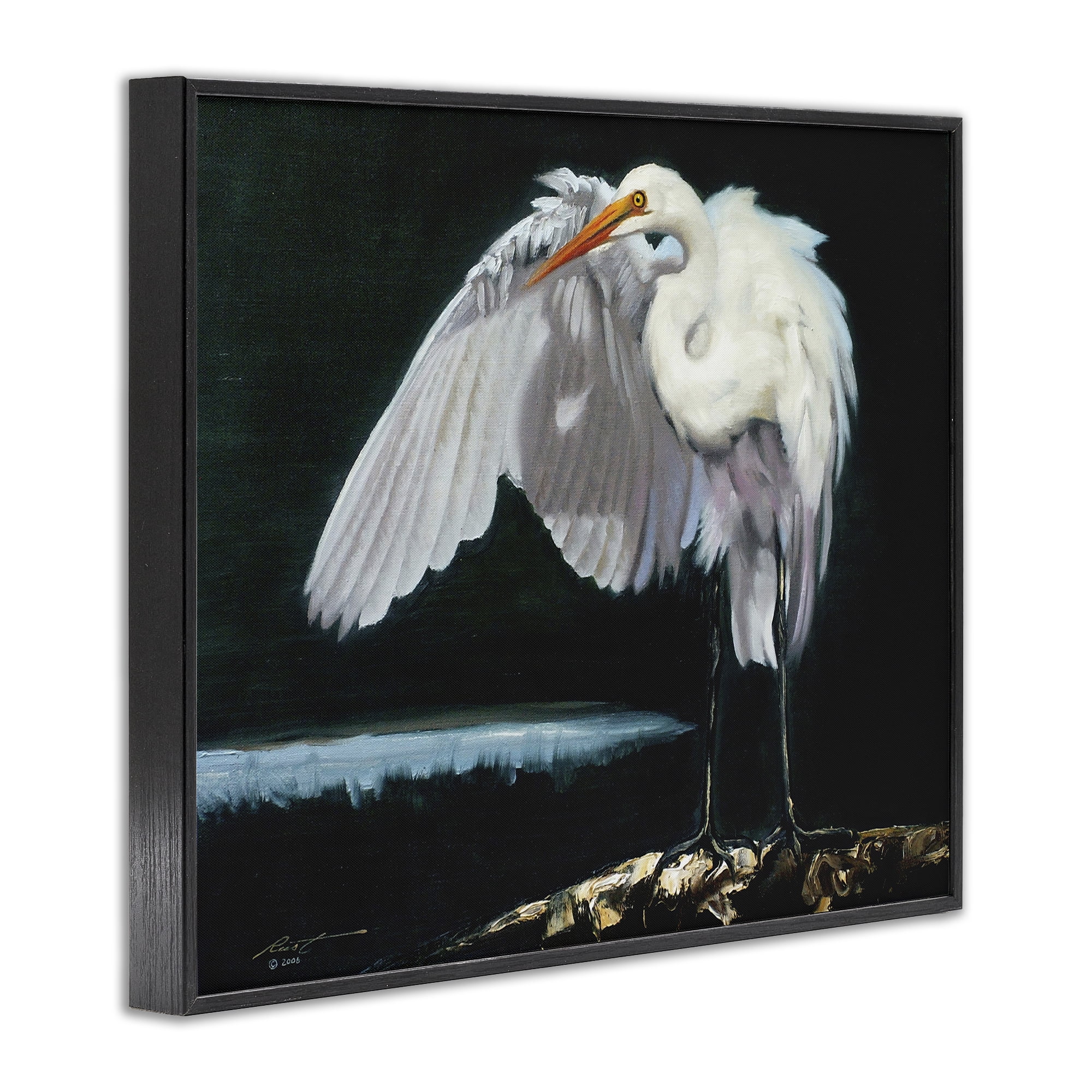 Stupell Industries Stoic Heron Standing Animals & Insects Painting Black Framed Art Print Wall Art, 20 x 16
