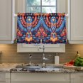 thumbnail image 2 of Yayeee Kitchen Curtains Tier Pair Light Filtering 27"x36" Rod Pocket Short Cafe Window Panel, Blue Abstract Eagle, 2 of 7
