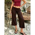 thumbnail image 5 of LMLYSoH Women’s Wide Leg Capri Pants Fold Over Waist Loose Cropped Pants, 5 of 8