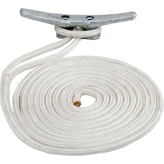 0.38 in. x 20 ft. Double Braided Nylon Dock Line, White