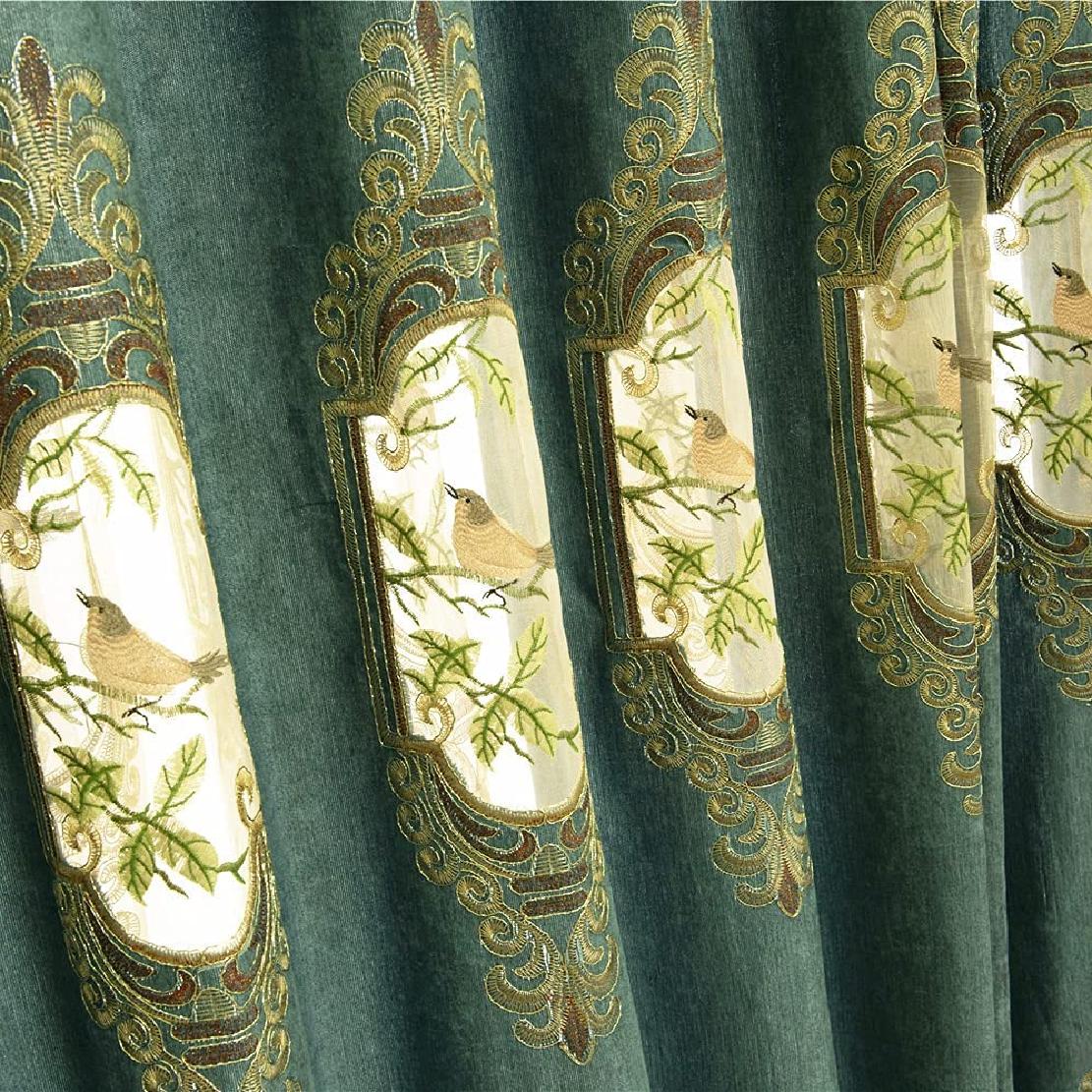 Set of 2 Panels Embroidered Birds Sheer Curtains for Living Room Bedroom Dining Room Curtains