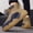 Khaki, variant on Men Waterproof Puffy Platform Snow Ankle Boots, Fully Fleece Lined Color Block Short Booties, Non-Slip Thick Lug Sole Warm Winter Shoes Khaki 9.5(43)