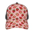 thumbnail image 2 of Picia Strawberries Pattern Trucker Hat,Baseball Cap,Sun Protection Cap,Stylish Headwear,Leisure Cap,Outdoor Sports Cap, 2 of 7