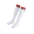 thumbnail image 1 of Bas de Golf pour Femmes, Chaussettes Hautes à Rayures, Uniforme de Course Blanc École Rouge, 1 of 9
