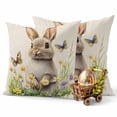 thumbnail image 3 of Easter Decorative Throw Pillow Covers 18x18 Inch Set of 2 Easter Bunny Home Decor Pillow Cases for Couch, Floral Butterfly Leaves Cushion Case for Living Room Bedroom Bed Car Chair, 3 of 9