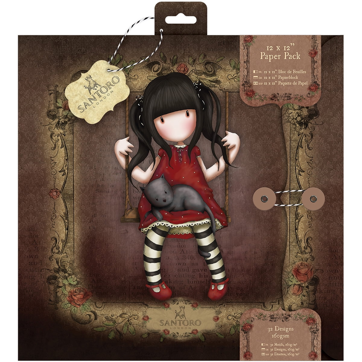 Santoro's Gorjuss SingleSided Paper Pack 12"X12" 32/PkgRuby, 32