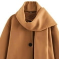 thumbnail image 5 of Wutalume Women Fashionable Casual Detachable Scarf Woolen Coat Jacket, Versatile and Elegant Outerwear for Winter Warmth and Stylish Looks,Camel XS, 5 of 5
