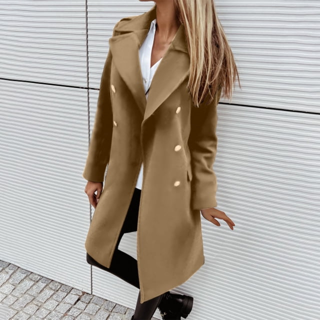Birdeem Women Windbreaker Outwear Casual Button Fake Pocket Split Woolen Coat Jacket