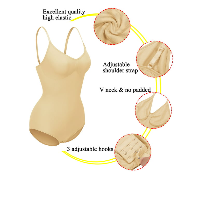 LELINTA Shapewear Bodysuit for Women Deep V Sexy Tummy Control