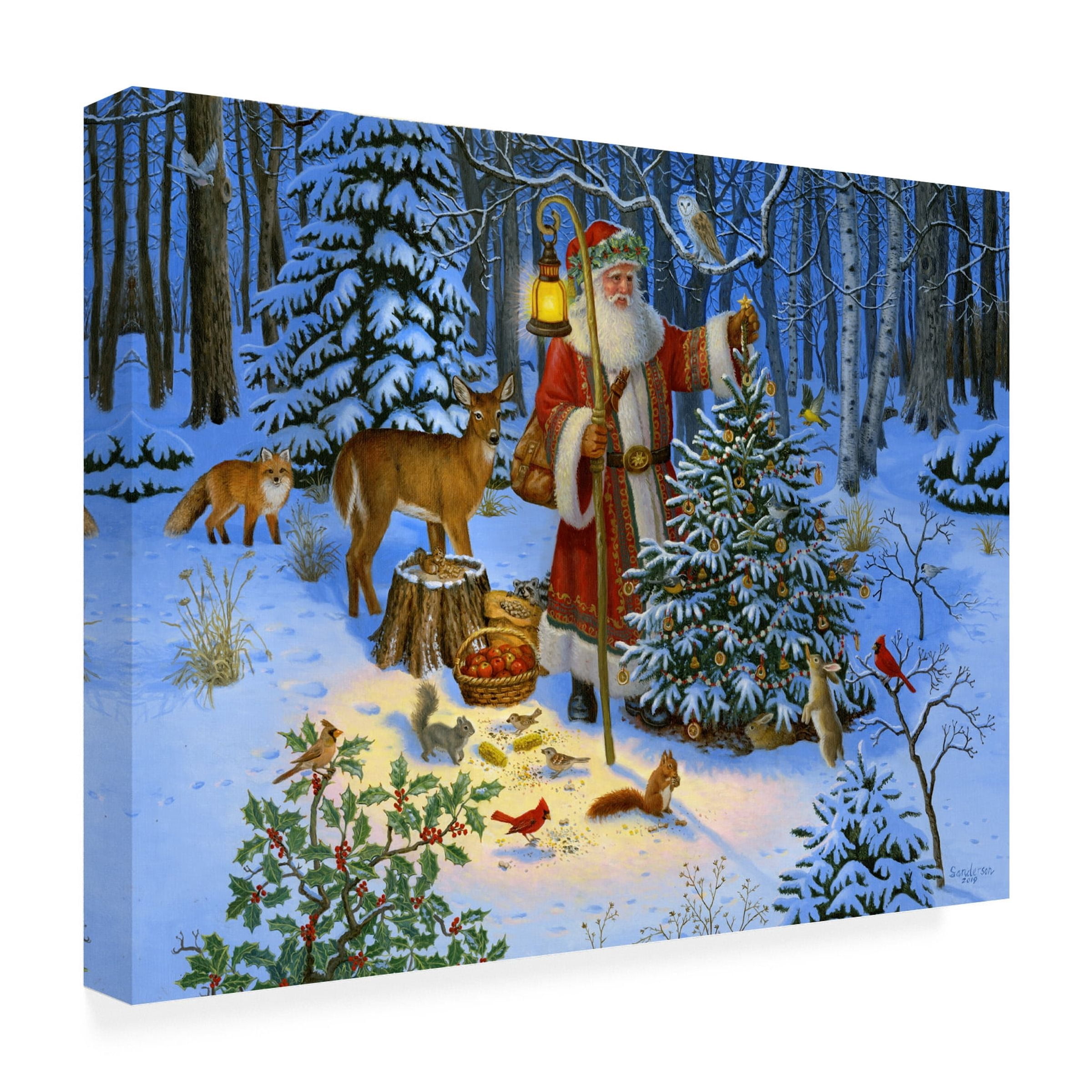 Ruth Sanderson 'Father Christmas And Friends' Canvas Art