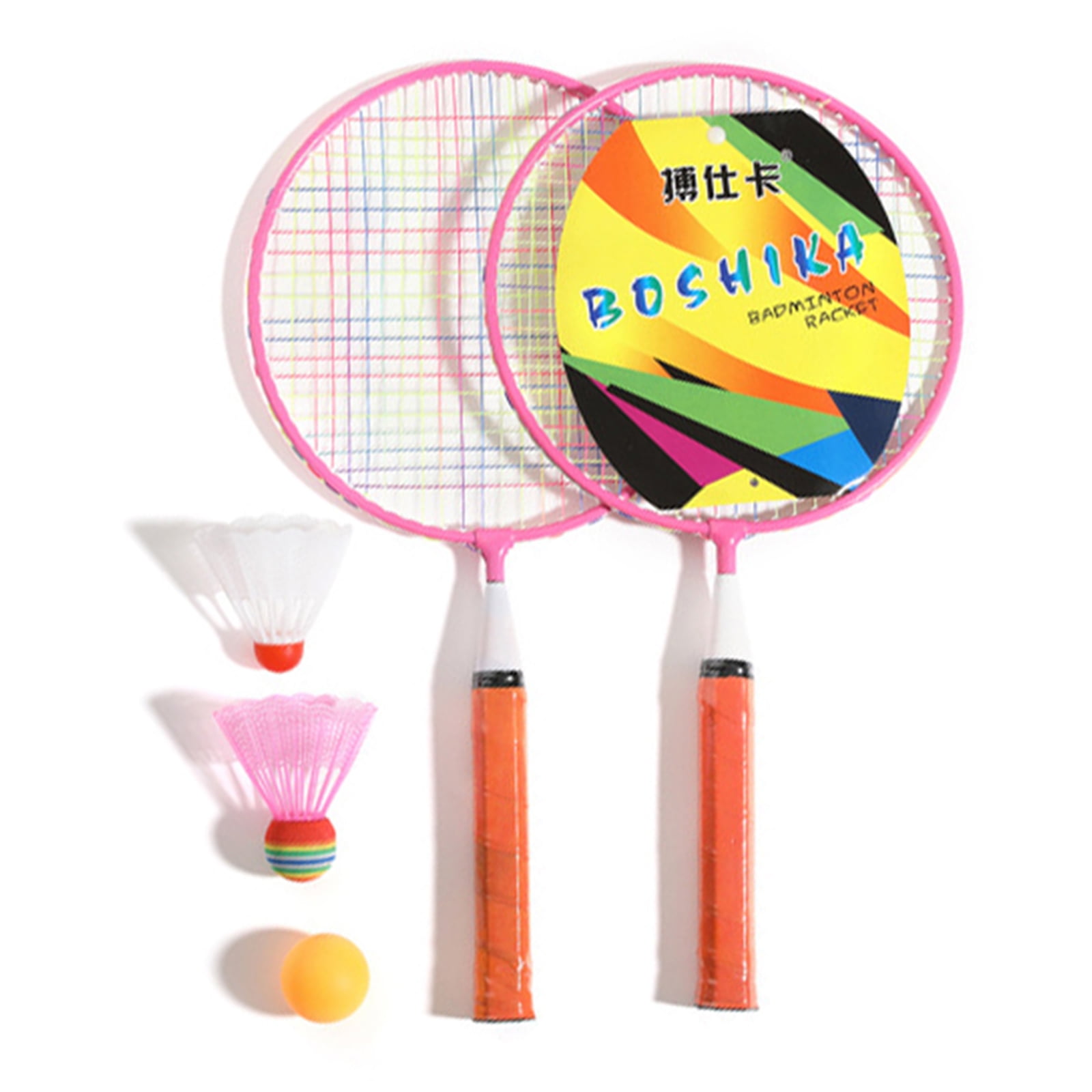 Mini Badminton Set Racket Kit Sport Set for Kids 2 Paddles with 6 Mixed Color Badminton 