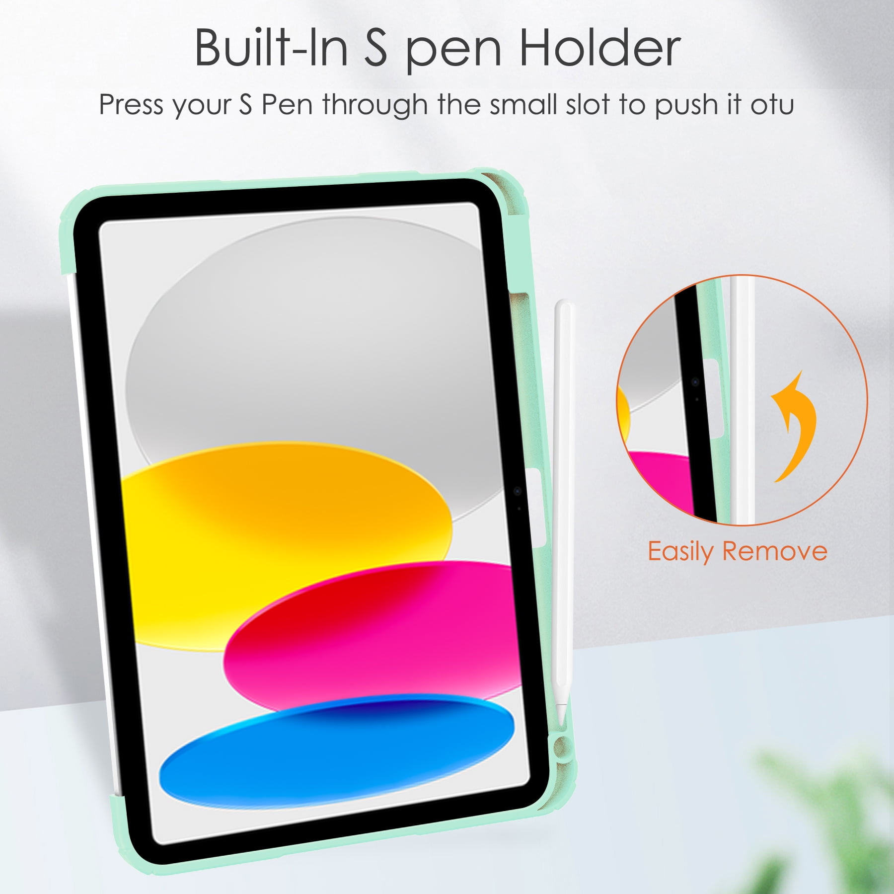 Allytech iPad 10th Generation Case with Pencil Holder, Transparent Clear Back Shell Trifold Stand Auto Sleep Wake Shockproof Drop Protective Case Cover for Apple iPad 10th Gen 2022-Mint