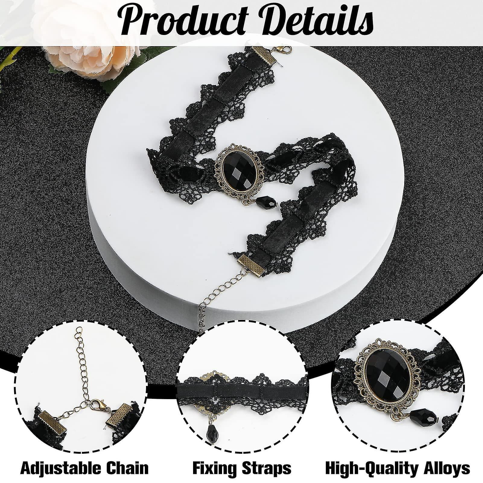 Augesak 2 Pcs Accesorios Gótico Mujer, Guantes Encaje Gótica Collar, Gótico Guantes De Encaje Negro Collar, Victoriano Steampunk Vampiro Retro Accesorios para Carnaval Fiesta Cosplay Augesak 2 Pcs Accesorios Gótico Mujer, Guantes Encaje Gótica Collar, Gótico Guantes De Encaje Negro Collar, Victoriano Steampunk Vampiro Retro Accesorios para Carnaval Fiesta Cosplay