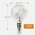 thumbnail image 2 of Replacement Bulbs for Outdoor String Lights, 10-Watt, G40 Globe Shape, Candelabra or E12 Base, Indoor/Outdoor, 2700K Color Temperature, Clear Glass, Edison-Style, 25-Pack, 2 of 6