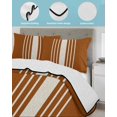 thumbnail image 4 of Quilts Twin Size, Burnt Orange Beige Striped Soft Comforter Bedding Set for Bed, Modern Farmhouse Retro Lines Lightweight Quilted Bedspread with Pillow Cover(2 Pieces) for All Season, 68x86 Inch, 4 of 6