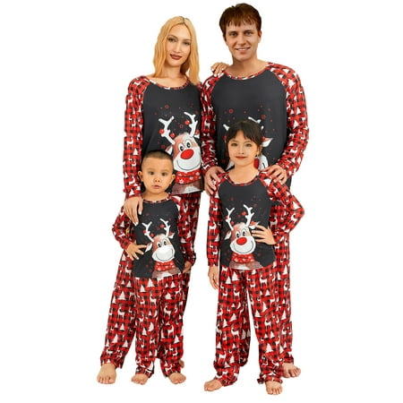 

Wallarenear Family Matching Christmas Pajamas Set Parent-Child Xmas Holiday Nightwear Sleepwear