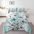 thumbnail image 5 of Erosebridal Groovy Daisy Bedding King Comforter Set, Flower Floral Bedding Sets King with Comforter, Cyan Watercolor Down Comforter, Ultra Soft Room Decorative, 3-Piece, 5 of 8