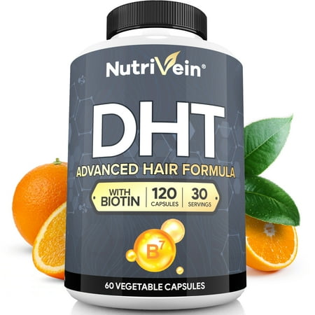 Nutrivein DHT Blocker with Biotin - 60 Capsules - Boosts Hair Growth for Men and Women