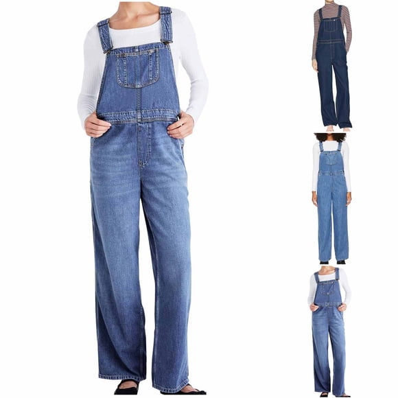 Sentmoon Jean Romper for Women Denim Women's Jumpsuits, Rompers & Overalls Solid Color Denim Regular Fit Adjustable Strap Women Jumpsuits Casual with Pockets Summer