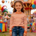 thumbnail image 2 of oqasdz Girls Sweatshirt Kids Children Striped Long Sleeve Crewneck Sweatshirt for Boys Fashion Pullover Top Versatile Y2K Casual Dailywear, 2 of 5