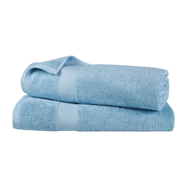 BNM Egyptian Cotton 2 Piece Bath Sheet Set, Winter Blue