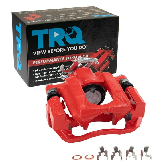 TRQ Rear Left Brake Caliper w/Bracket Performance Red Drivers Side Compatible with 2008-2016 Chrysler Town & Country Dodge Grand Caravan 2012-2015 Ram C/V 2009-2014 Volkswagen Routan