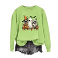 thumbnail image 4 of Cute Halloween Sweatshirt Women Raccoon Ghost Witch Graphic Print Crew Neck Long Sleeve Pullover Oversized Fleece Lined Fall Top for Spooky Season Holiday Party, 4 of 5