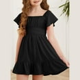 thumbnail image 2 of TQWQT Girls Dresses Summer Off Shoulder Black Dress Size 4-5 Tie Back Dresses Cute Kids Square Neck Formal Dress Girls Dresses Tween Girls Clothes, 2 of 7
