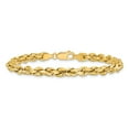 thumbnail image 5 of Primal Gold 14 Karat Yellow Gold 4.9mm Semi-Solid Diamond-cut Rope Chain Bracelet, 5 of 11