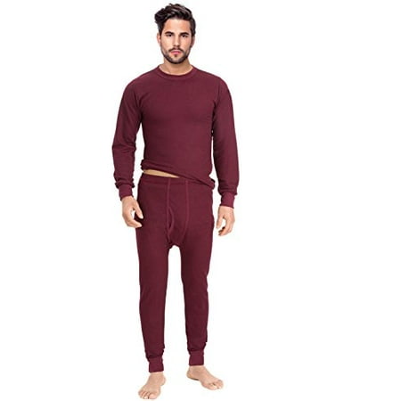 Small Thermal - ® Men's Thermal 2pc Set Long John Underwear (Small, Burgundy)