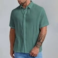 thumbnail image 4 of JTieacloth Formal Shirt Business Mens Casual Button Down Shirts Short Sleeve Summer Cuban Wedding Shirt Hawaii Vacation Beach Shirts Green, 4 of 4