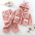 thumbnail image 6 of 2 Piece Girls' Winter Pajama Set Warm Flannel Sleepwear Set Button Down Hooded Jacket Long Pants Home Loungewear Outfits, Pink, 6 Years, 6 of 6