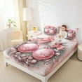 thumbnail image 4 of Feelyou Pink Xmas Ball Twin Sheet Sets, Dreamy Christmas Plant Botanical Twin Fitted Sheet, Teen Kid Boy Girl Flat Sheet, Lightweight Room Decor, 3pcs, 4 of 7
