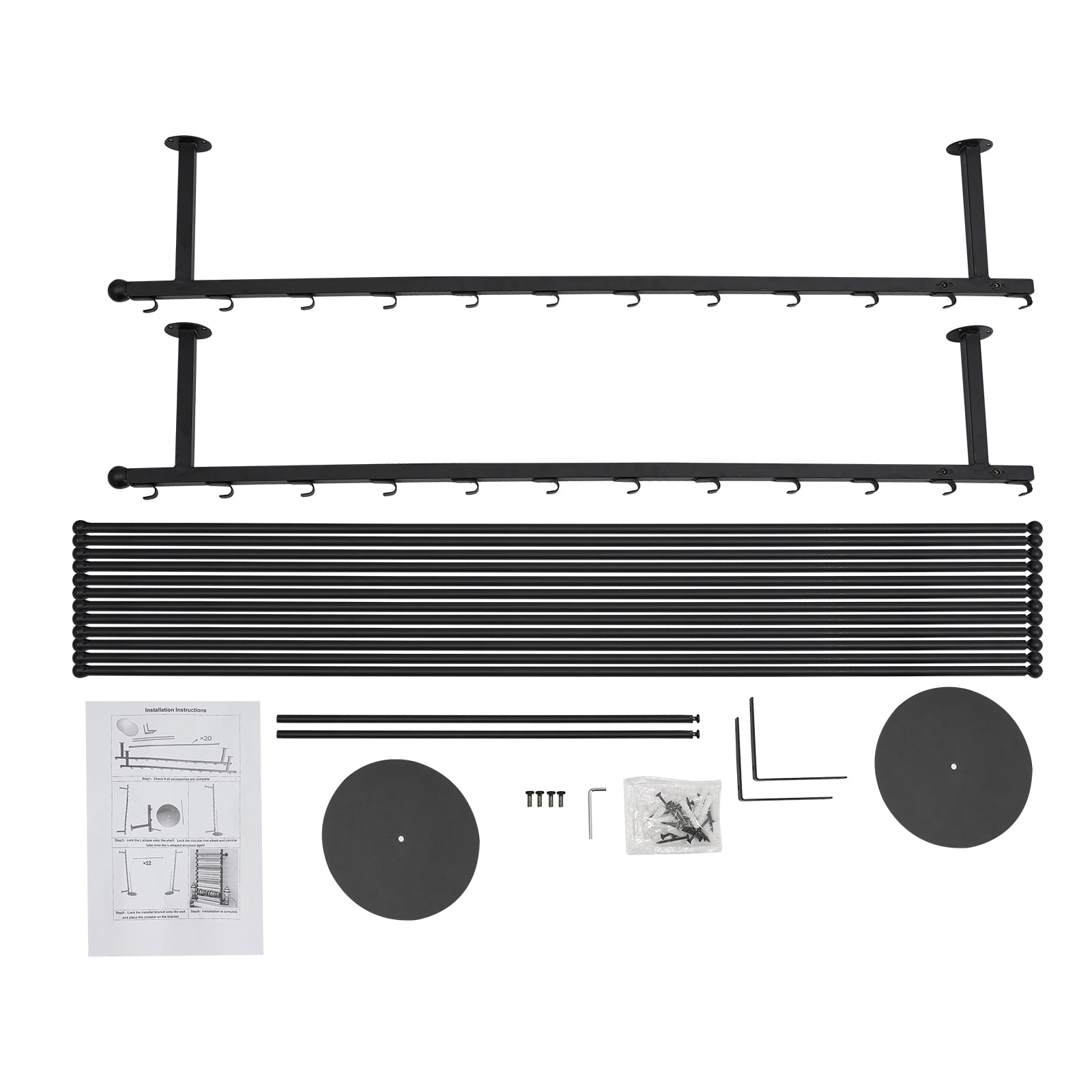 Wall-Mounted Display Rack for Flower Shop Sewing Tool Thread Scarf Tie Black, Wrapping Paper Ribbon Holder, Organizer