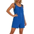 thumbnail image 3 of Cutuoiiu Womens Casual Solid Color Romper with Tie Shoulder Straps and Pockets Ruffled Detail for Summer Beach Gift, 3 of 6