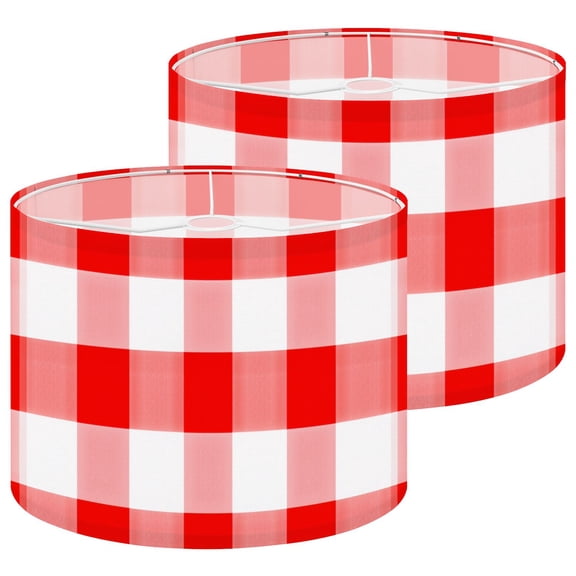 Lampshades 2 Pack Red White Checkered Gingham 13"x13"x10" Light Shade for Table Lamps Floor Lamp Shades Lampshade Replacement Easy Assembly