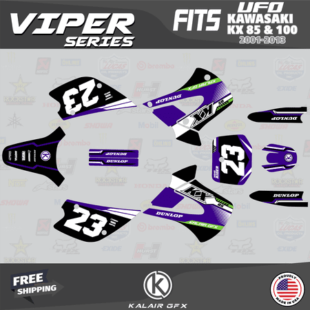 Kalair GFX Graphics Kit for Kawasaki KX85 UFO RESTYLE (2001-2013) Viper Series