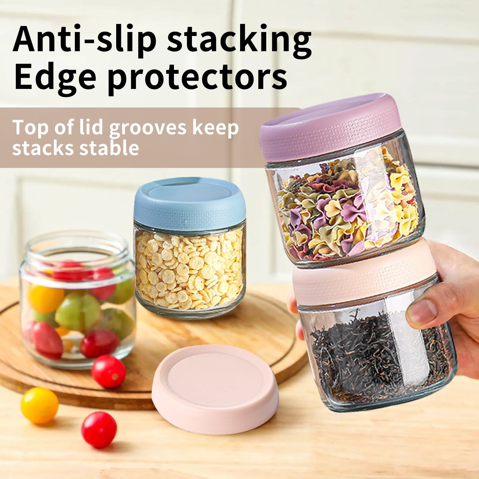 stusgo 6 Pack 12 Oz Glass Overnight Oats Containers with Lids - Thumbnail 2