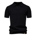 thumbnail image 1 of pstuiky camisetas de hombre, Suéter informal de manga corta con cuello vuelto, cómodo y liso para hombre camisetas de hombre m, 1 of 4
