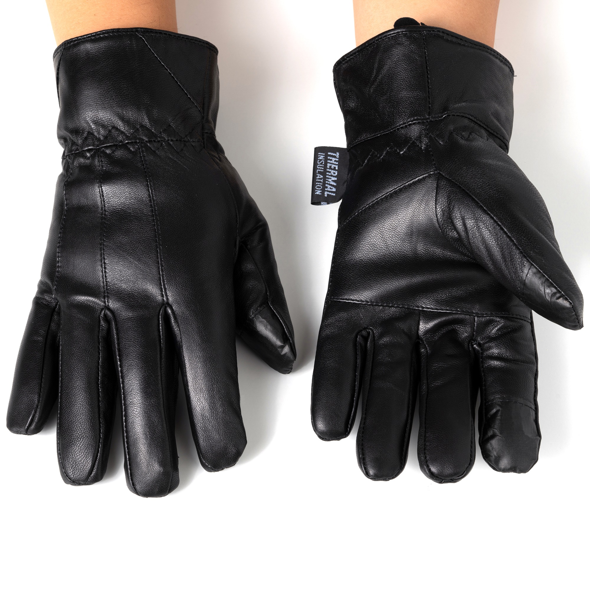 Alpine Swiss Mens Touch Screen Gloves Leather Thermal Lined Phone Texting Gloves - image 4 of 7