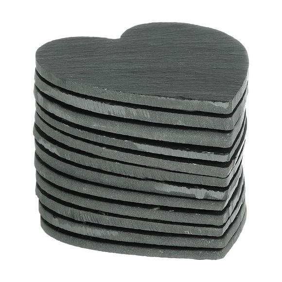 Unique Bargains Slate Drink Coasters,12 PCS 4 x 4 Inch - Straight-sided Heart Bar Stone Coasters for Engraving Handmade (Black)